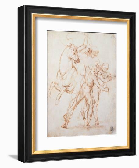 A Warrior Riding a Horse and Fighting Against Two Nude Standing Figures-Sanzio Raffaello-Framed Giclee Print