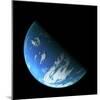 A Water Covered World in Deep Space Illuminated by a it's Parent Star-null-Mounted Art Print