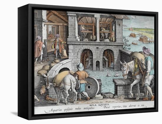 A Water Mill, plate 11 from 'Nova Reperta'-Jan van der Straet-Framed Premier Image Canvas