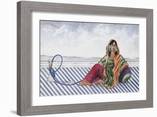 A Watercolour Picture of a Courtesan Entitled Indian Costumes, Mrs. Baldock, Patna School-null-Framed Giclee Print
