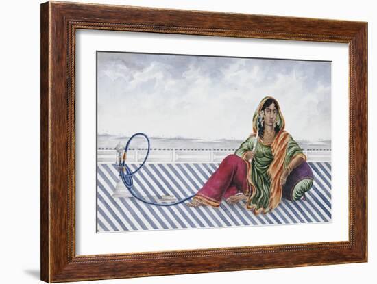 A Watercolour Picture of a Courtesan Entitled Indian Costumes, Mrs. Baldock, Patna School-null-Framed Giclee Print