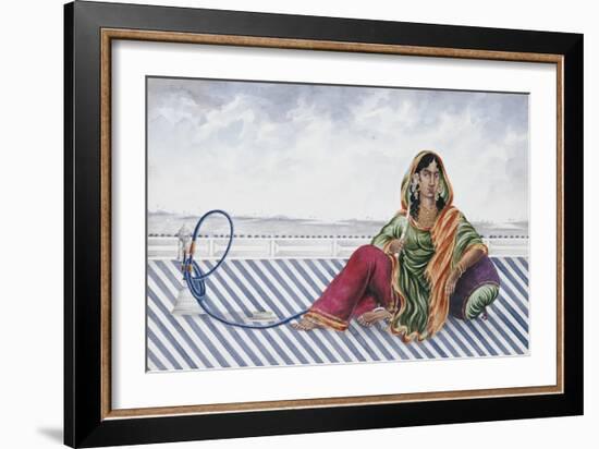 A Watercolour Picture of a Courtesan Entitled Indian Costumes, Mrs. Baldock, Patna School-null-Framed Giclee Print