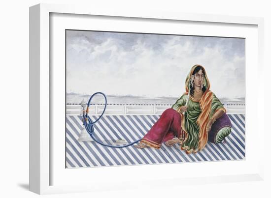 A Watercolour Picture of a Courtesan Entitled Indian Costumes, Mrs. Baldock, Patna School-null-Framed Giclee Print