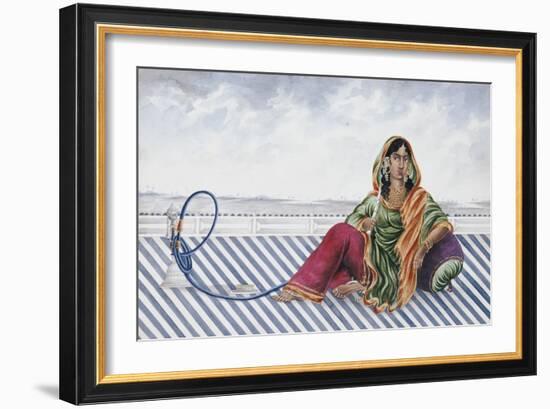 A Watercolour Picture of a Courtesan Entitled Indian Costumes, Mrs. Baldock, Patna School-null-Framed Giclee Print