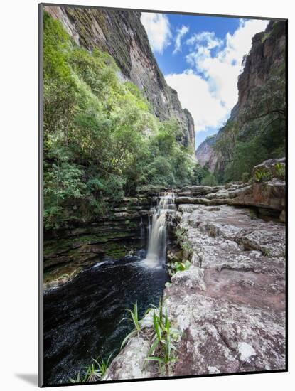 A Waterfall in a Gorge in Chapada Diamantina National Park-Alex Saberi-Mounted Photographic Print