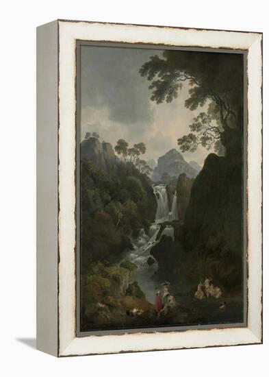 A Waterfall with Bathers, C.1800-17-Julius Caesar Ibbetson-Framed Premier Image Canvas