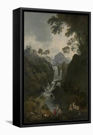 A Waterfall with Bathers, C.1800-17-Julius Caesar Ibbetson-Framed Premier Image Canvas