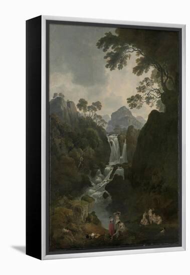 A Waterfall with Bathers, C.1800-17-Julius Caesar Ibbetson-Framed Premier Image Canvas