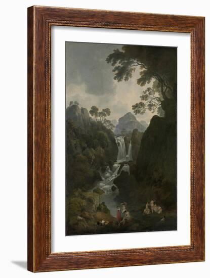 A Waterfall with Bathers, C.1800-17-Julius Caesar Ibbetson-Framed Giclee Print