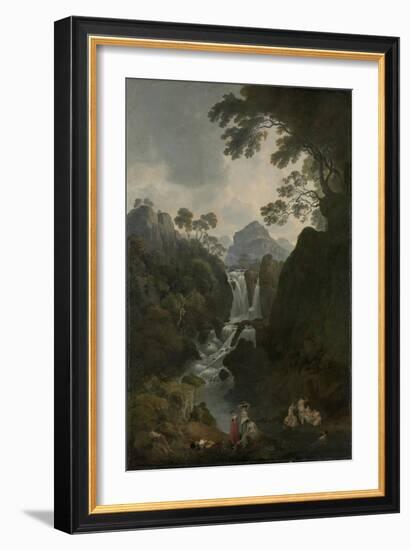 A Waterfall with Bathers, C.1800-17-Julius Caesar Ibbetson-Framed Giclee Print