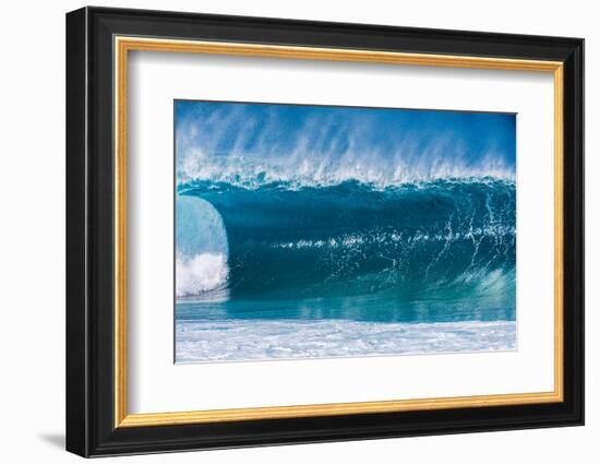 A wave at the famous Banzai Pipeline, North Shore, Oahu, Hawaii-Mark A Johnson-Framed Photographic Print