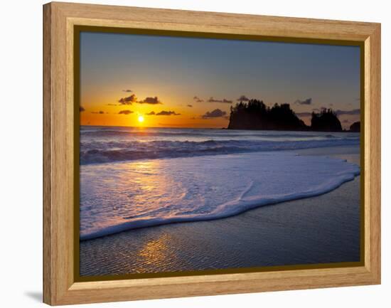 A Wave Rolls Up the Beach at Sunset at La Push, Washington, USA-Gary Luhm-Framed Premier Image Canvas