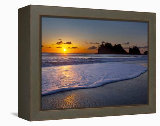 A Wave Rolls Up the Beach at Sunset at La Push, Washington, USA-Gary Luhm-Framed Premier Image Canvas