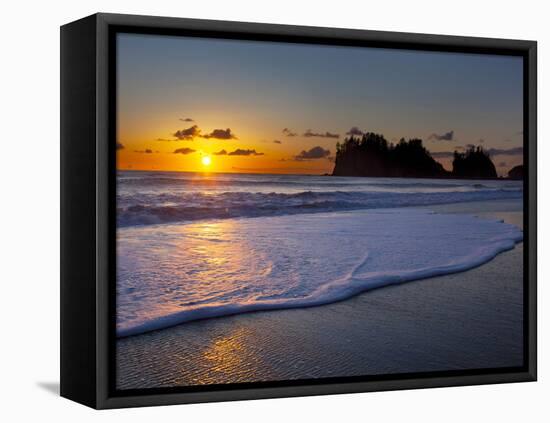 A Wave Rolls Up the Beach at Sunset at La Push, Washington, USA-Gary Luhm-Framed Premier Image Canvas