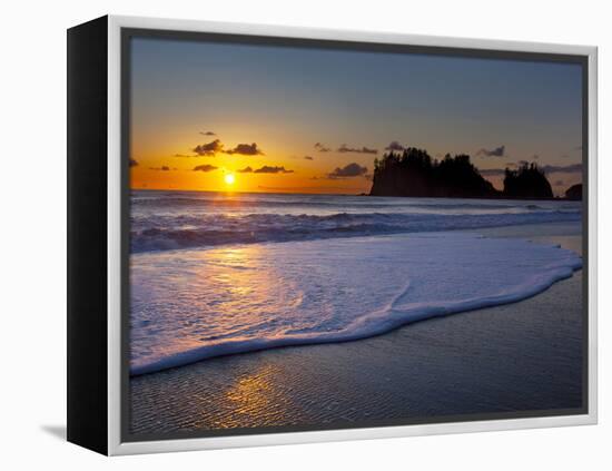 A Wave Rolls Up the Beach at Sunset at La Push, Washington, USA-Gary Luhm-Framed Premier Image Canvas