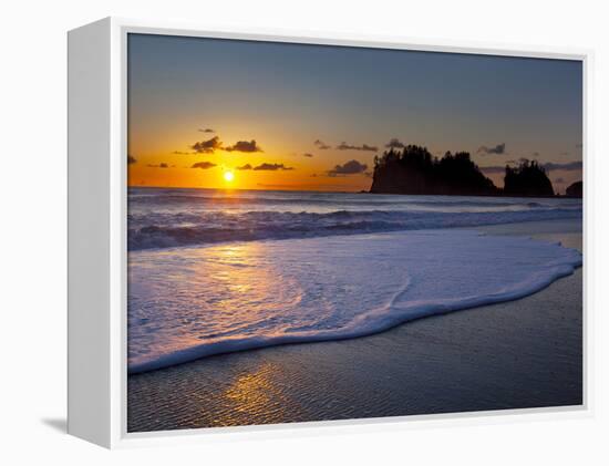 A Wave Rolls Up the Beach at Sunset at La Push, Washington, USA-Gary Luhm-Framed Premier Image Canvas