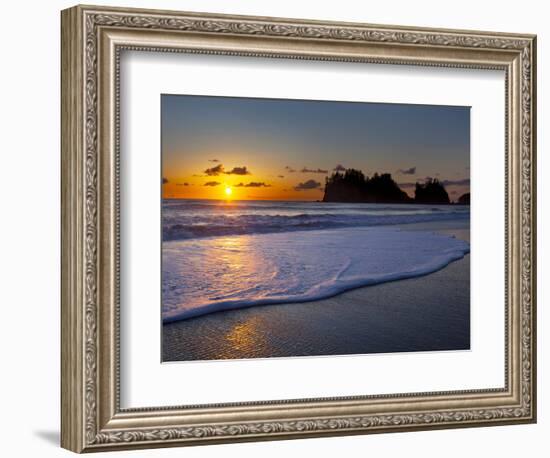 A Wave Rolls Up the Beach at Sunset at La Push, Washington, USA-Gary Luhm-Framed Photographic Print