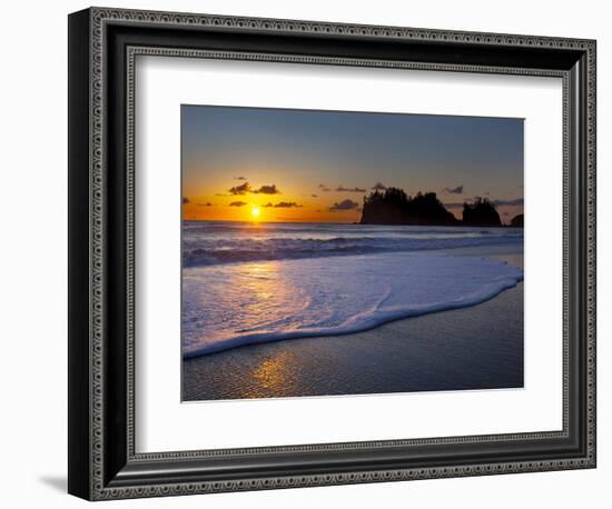 A Wave Rolls Up the Beach at Sunset at La Push, Washington, USA-Gary Luhm-Framed Photographic Print