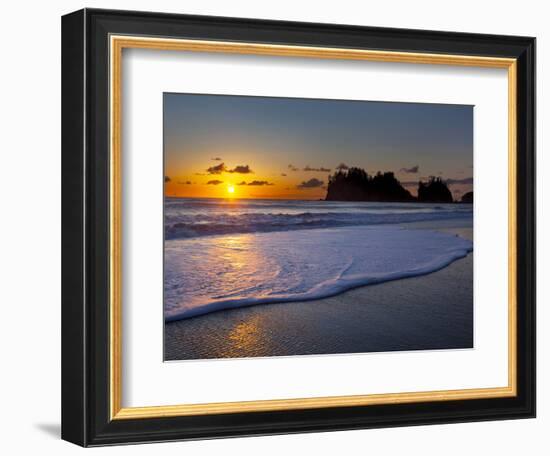 A Wave Rolls Up the Beach at Sunset at La Push, Washington, USA-Gary Luhm-Framed Photographic Print