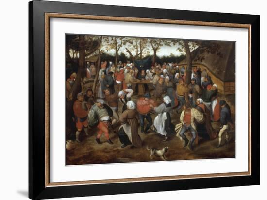 A Wedding Feast with Peasants Dancing-Pieter Bruegel the Elder-Framed Giclee Print