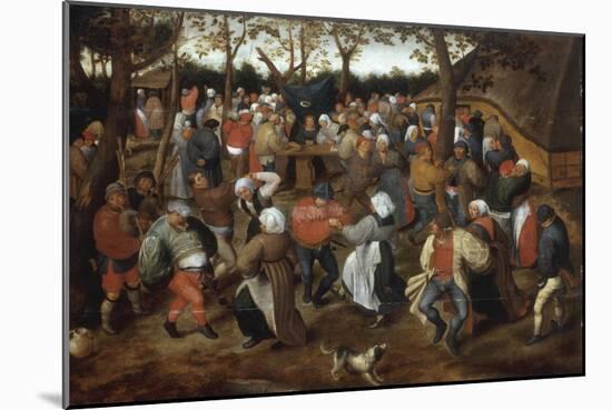 A Wedding Feast with Peasants Dancing-Pieter Bruegel the Elder-Mounted Giclee Print