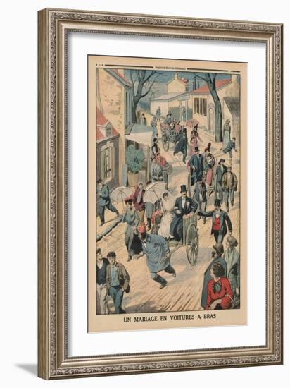 A Wedding on Handcarts, Back Cover Illustration from 'Le Petit Journal', Supplement Illustre, 5th…-French School-Framed Giclee Print