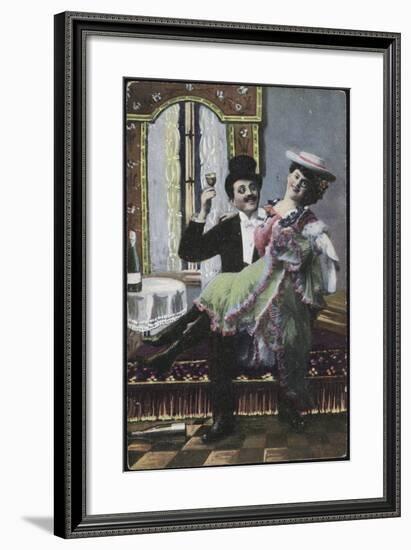 A Well-Dressed Couple Pictured Laughing-null-Framed Giclee Print