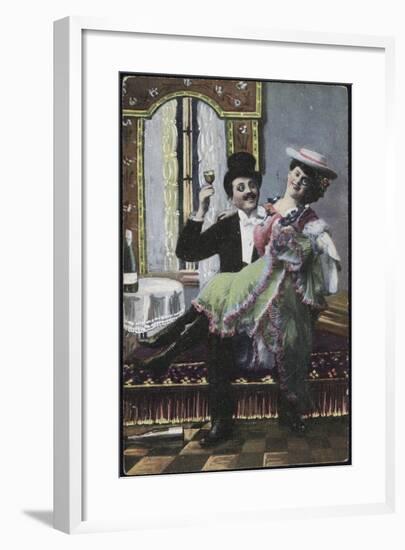 A Well-Dressed Couple Pictured Laughing-null-Framed Giclee Print