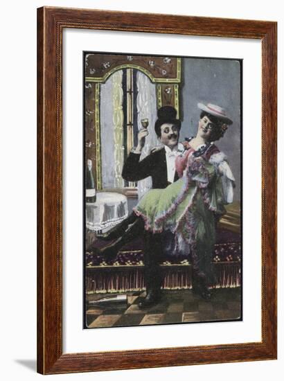 A Well-Dressed Couple Pictured Laughing-null-Framed Giclee Print