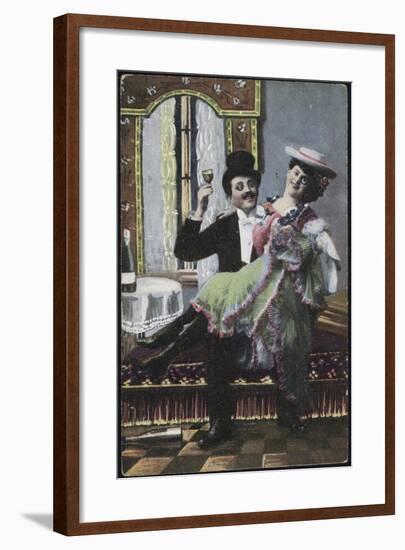 A Well-Dressed Couple Pictured Laughing-null-Framed Giclee Print