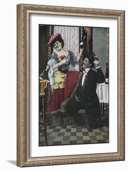 A Well-Dressed Couple Pictured Laughing-null-Framed Giclee Print