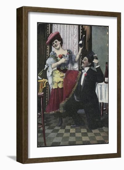 A Well-Dressed Couple Pictured Laughing-null-Framed Giclee Print