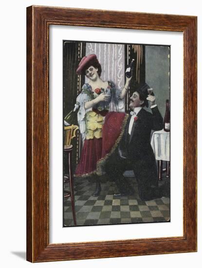 A Well-Dressed Couple Pictured Laughing-null-Framed Giclee Print