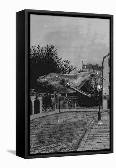 A Whale in Paris, 2020 (Graphite)-Florent Bodart-Framed Premier Image Canvas