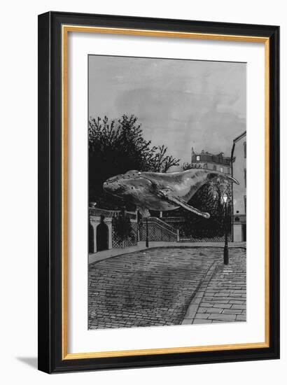 A Whale in Paris, 2020 (Graphite)-Florent Bodart-Framed Giclee Print