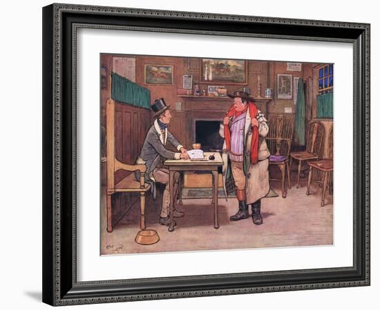 "A What!" Asked Mr Weller, Apparently Horror Stricken by the Words "A Valentine" Replied Sam-Cecil Aldin-Framed Giclee Print