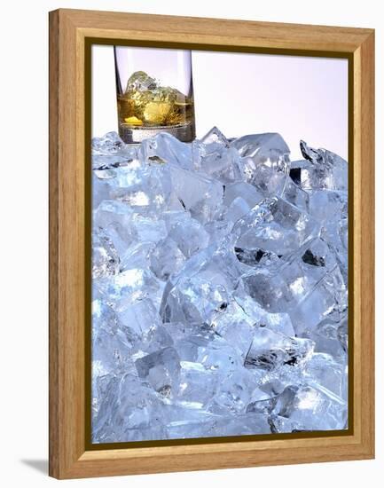 A Whiskey Glass on a Mountain of Ice Cubes-Michael Meisen-Framed Premier Image Canvas