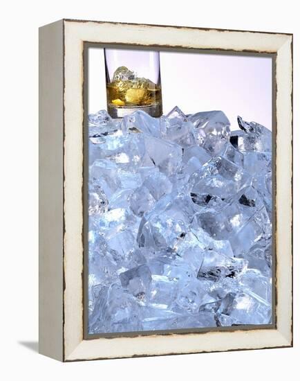 A Whiskey Glass on a Mountain of Ice Cubes-Michael Meisen-Framed Premier Image Canvas