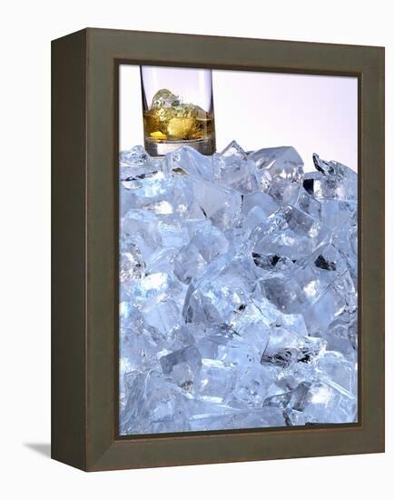 A Whiskey Glass on a Mountain of Ice Cubes-Michael Meisen-Framed Premier Image Canvas