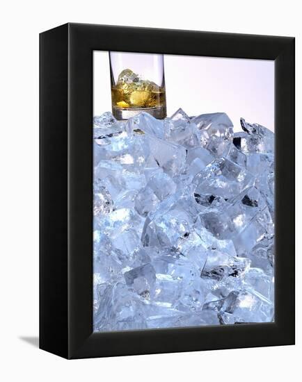 A Whiskey Glass on a Mountain of Ice Cubes-Michael Meisen-Framed Premier Image Canvas