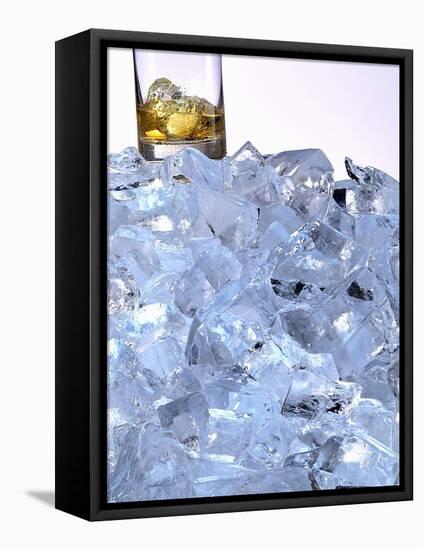 A Whiskey Glass on a Mountain of Ice Cubes-Michael Meisen-Framed Premier Image Canvas