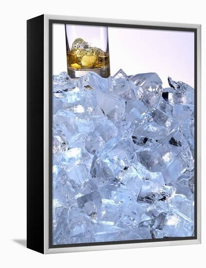 A Whiskey Glass on a Mountain of Ice Cubes-Michael Meisen-Framed Premier Image Canvas