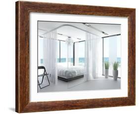 A White Bedroom Interior with Large Bed-PlusONE-Framed Photographic Print