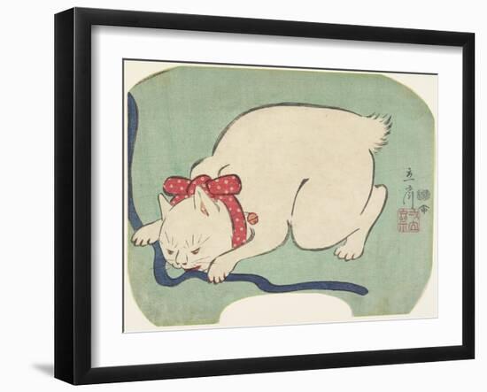 A White Cat Playing with a String, 1863-null-Framed Giclee Print
