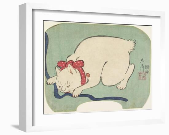 A White Cat Playing with a String, 1863-null-Framed Giclee Print