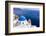 A white church with blue dome overlooking the Aegean Sea, Santorini, Cyclades-Ed Hasler-Framed Photographic Print