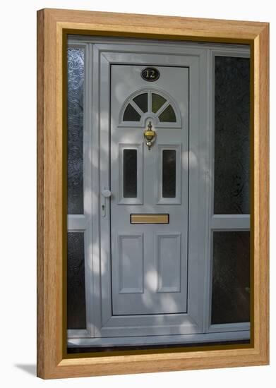 A White Front Door of a Residential House-Natalie Tepper-Framed Stretched Canvas