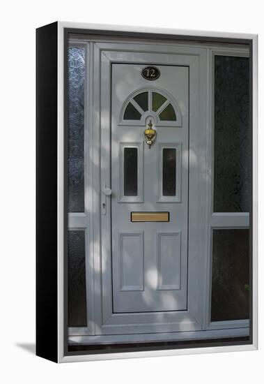 A White Front Door of a Residential House-Natalie Tepper-Framed Stretched Canvas
