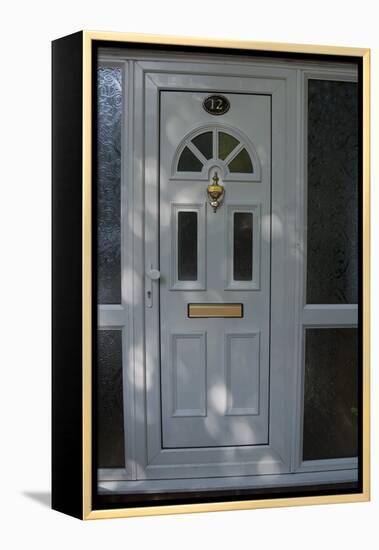 A White Front Door of a Residential House-Natalie Tepper-Framed Stretched Canvas