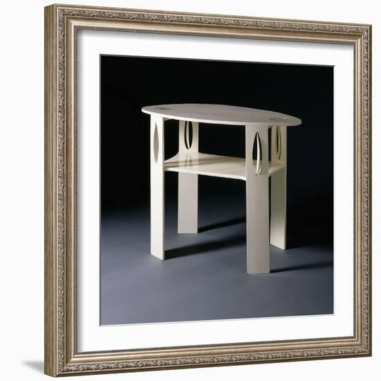 A White Oval Side Table, Originally Designed for 14 Kingsborough Gardens, Glasgow, 1902-Charles Rennie Mackintosh-Framed Giclee Print